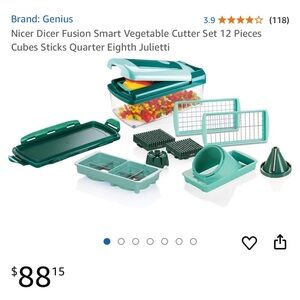 Nicer Dicer by Genius with all attachments (Red)